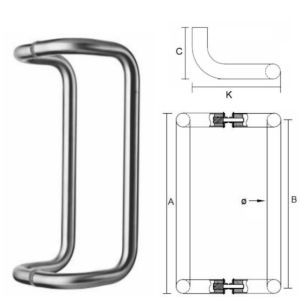 D4E DEURGREEP RVS INOX 316SS - D-GREEP 300X332X32
