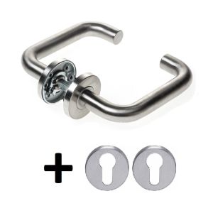 D4E DEURKRUK OP ROZET (INC PC) RVS304 U/D- DESIGN