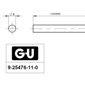 GU VERBINDINGSSTANG HEFSCHUIF LENGTE 1100MM 9-25476-11-0-1