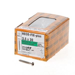HECO SPAANPLAATSCHROEF LENSKOP RVS A2 POZIDRIV FIX-PLUS 3.5X30MM (PER 200 STUKS)