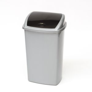 VEPABINS AFVALBAK MET KLAPDEKSEL GRIJS/ZWART SWING 50LITER